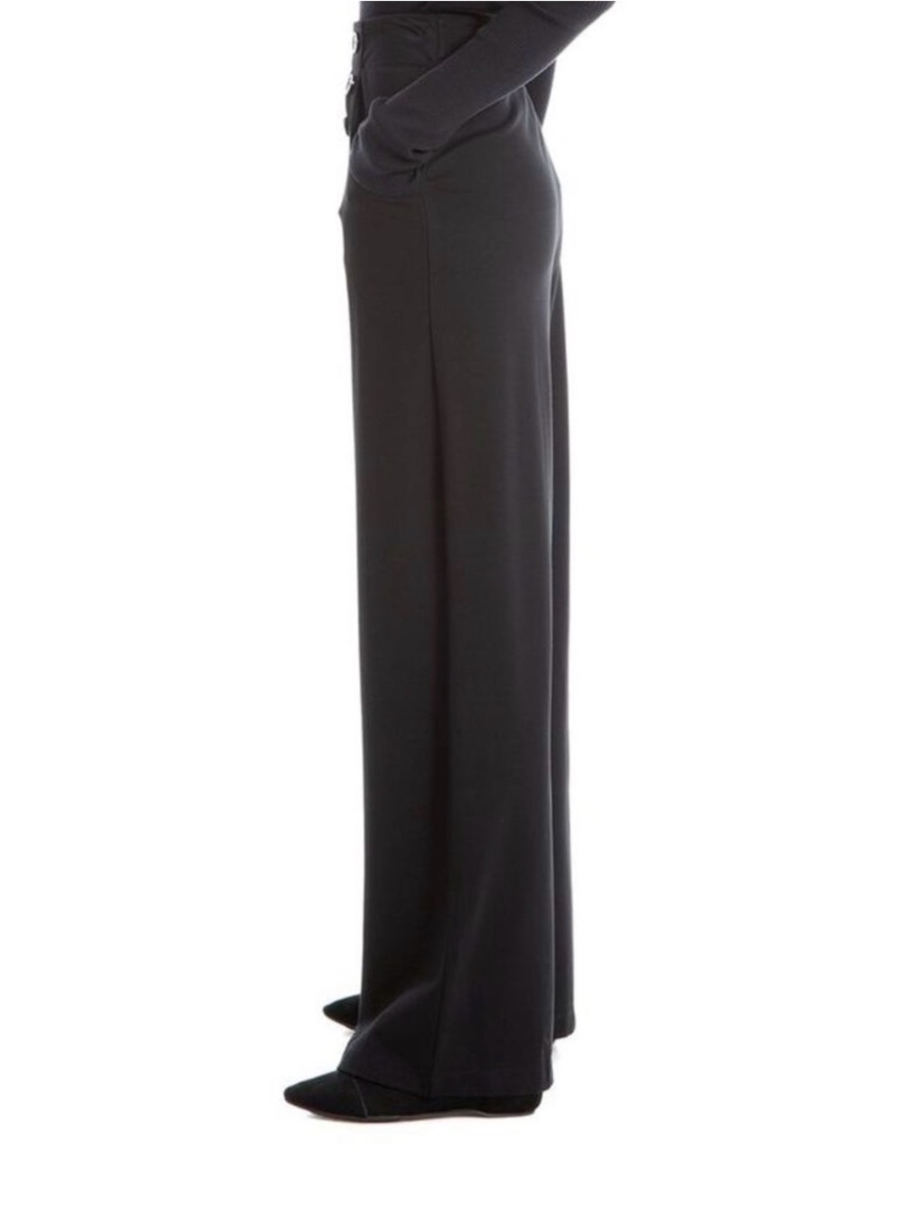 Max Studio NWOT Black High-Waist Wide Leg Pants with Buttons Nautical Sailor L - Picture 4 of 7